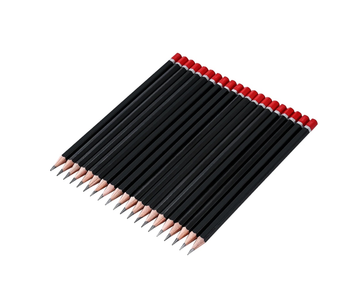 Finished black graphite pencils with erasers for importers and distributors