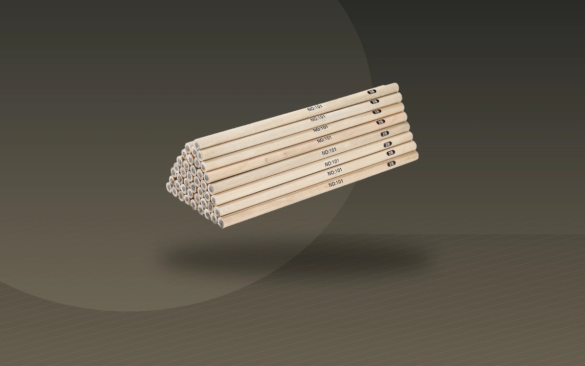 Unbranded natural blank pencils before final branding or packing